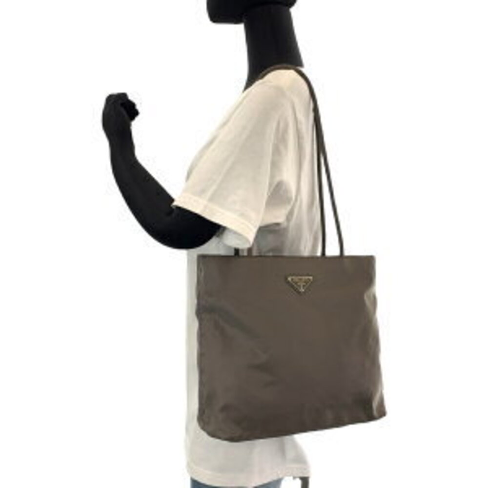 Prada plate handbag bag logo triangular tote nylon gray Tessuto - Picture 7 of 10